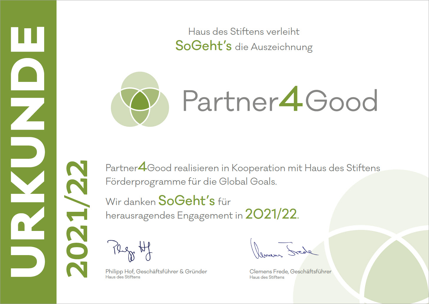 Auszeichnung Partner4Good