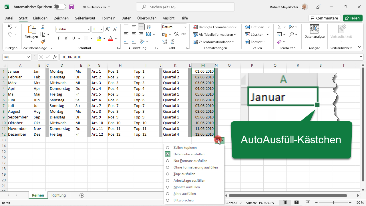 Excel 365 Tipp: Automatische Reihen erzeugen