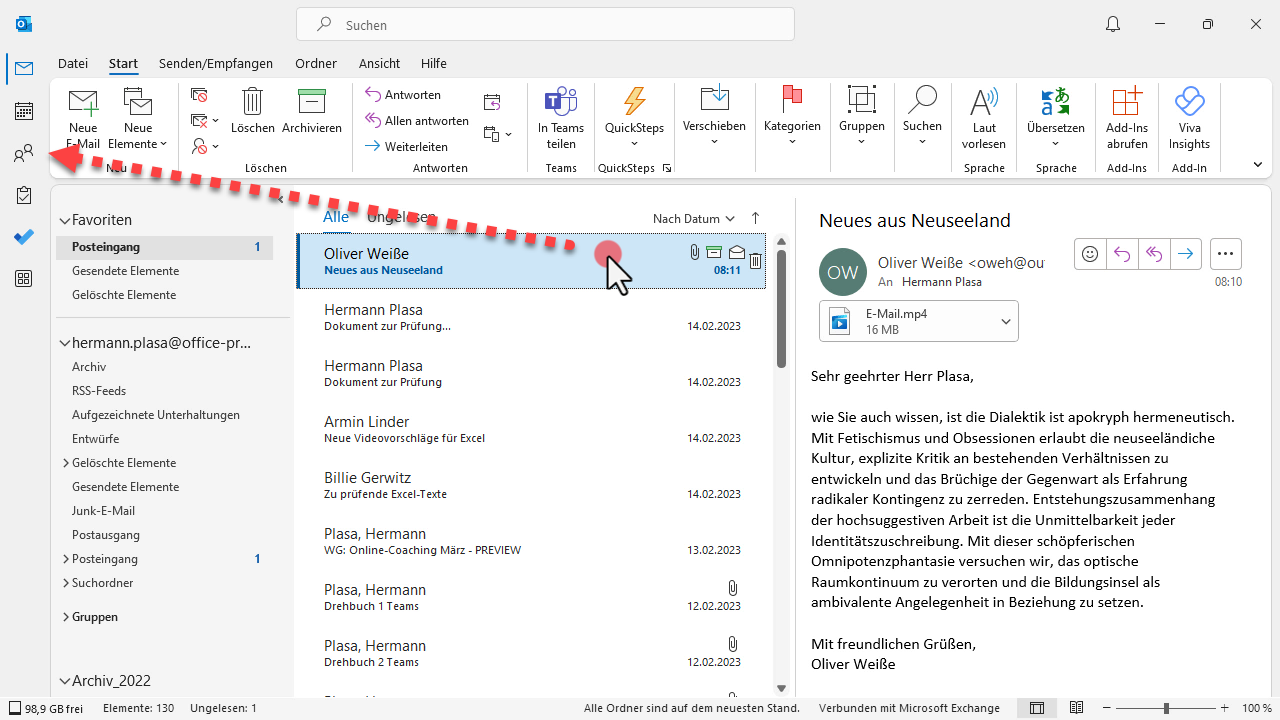 Outlook 365 Tipp; Kontakt aus Nachricht erstellen