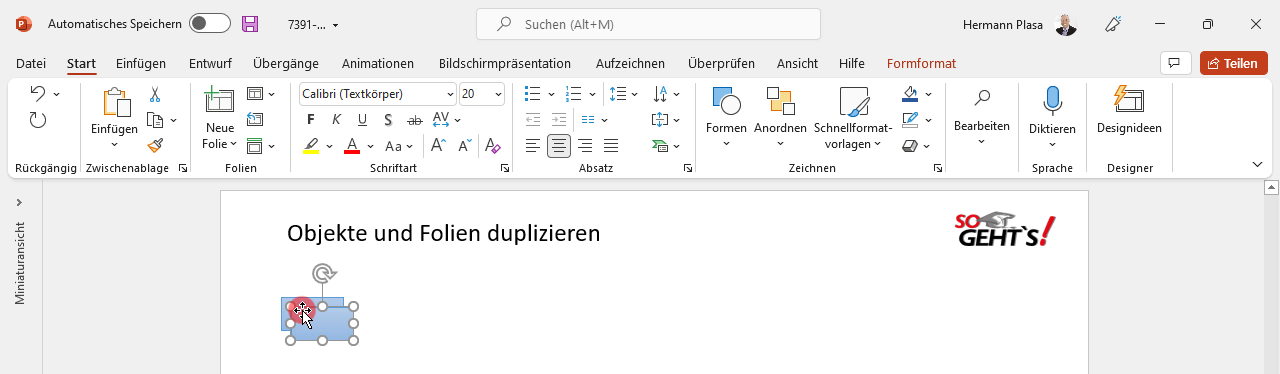 Powerpoint 365 Tipp: Duplizieren von Objekten und Folien, Teil 1