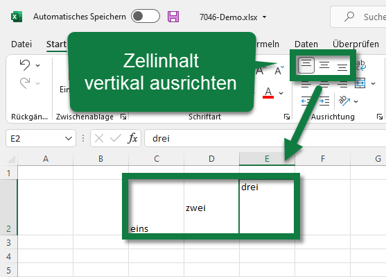 Excel 365 Tipp: Zellinhalte vertikal ausrichten