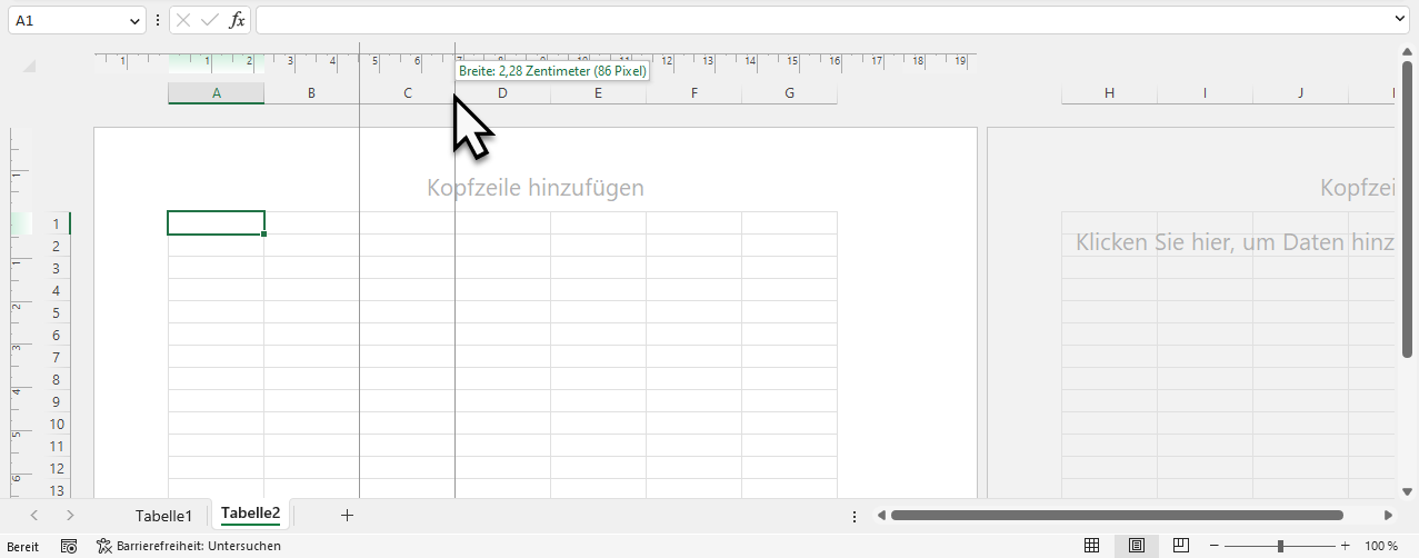 Excel 365 Tipp: Spaltenbreite und Zeilenhöhe in Zentimeter anzeigen